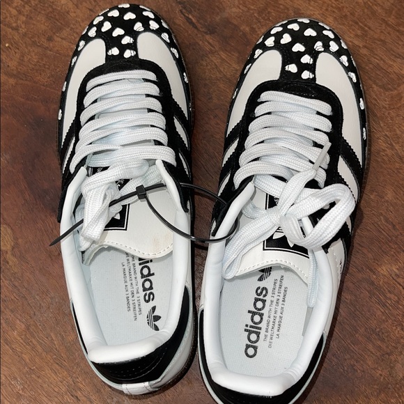 adidas Valentine’s Samba Black and White Heart Sneakers - Picture 7 of 12